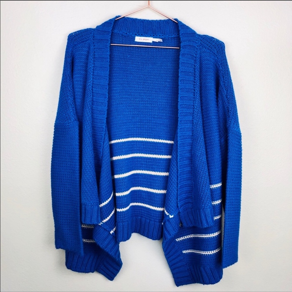 Blu Pepper Blue/White Striped Cardigan (S)
